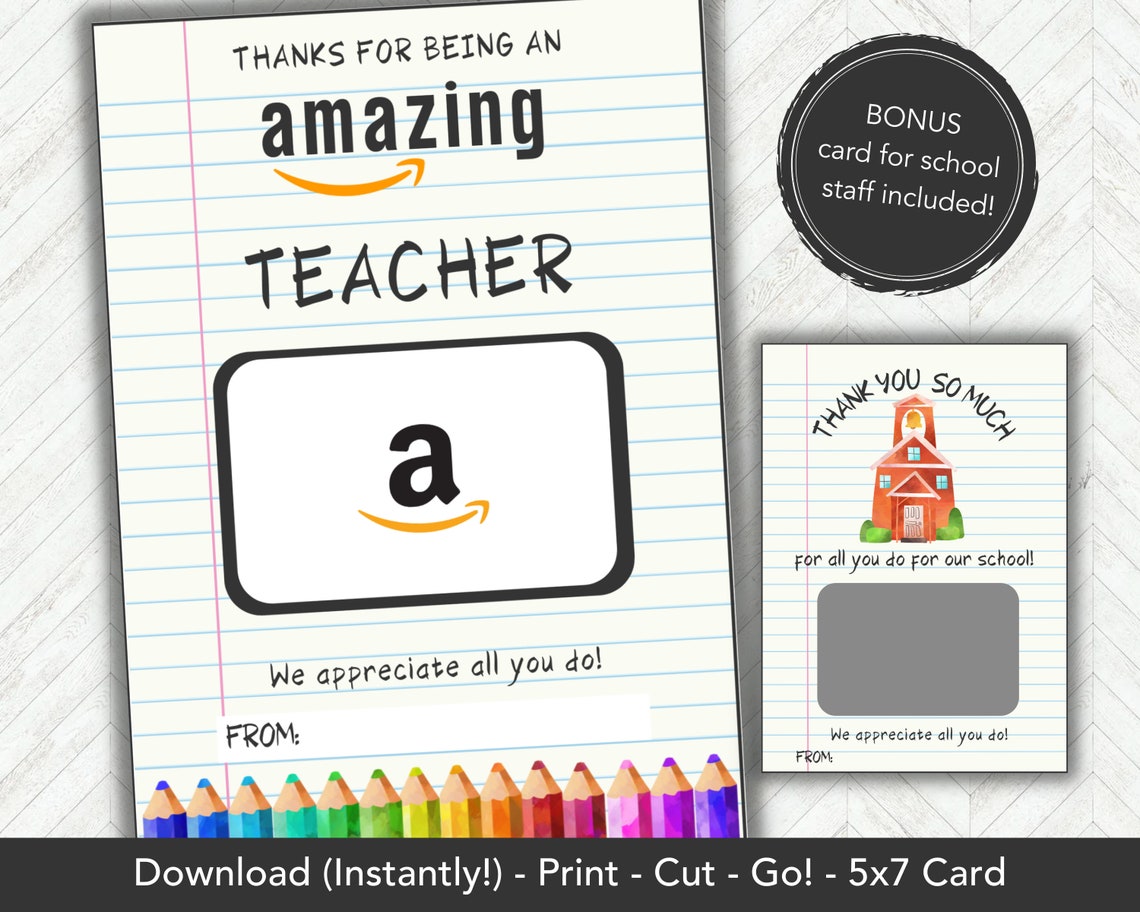 Teacher Appreciation Gift Card Holder Teacher Gift Printable - Etsy
