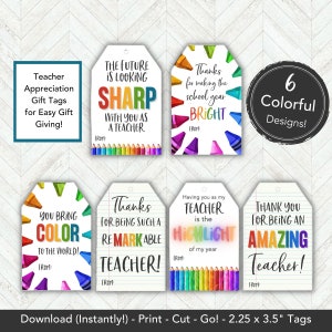 Teacher Appreciation Gift Tag, Teacher Gift Tags Printable Thank You Card, Preschool Teacher Gifts, Thank You Gift Teacher, Gift for Teacher