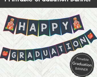 Printable Graduation Banner, Preschool Graduation Decorations, Kindergarten Graduation Party, Happy Graduation Decor, 2025 Grad Party