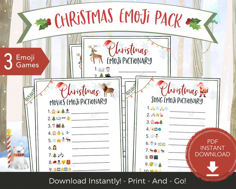 Christmas Emoji Game Printable Christmas Games for Families Etsy