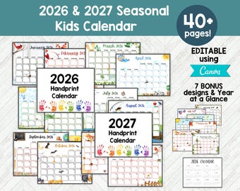 Kalender 2026 2027, afdrukbare kinderkalender, afdrukbare maandkalender 2026 2027, wandkalender 2026 Kalender 2027 afdrukbare klaskalender