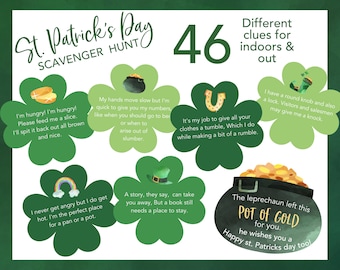 St Patrick's Day Scavenger Hunt, St Patricks Day Printable, St Patrick's Day Treasure Hunt, St Paddys Day Game Printable Kids Activity