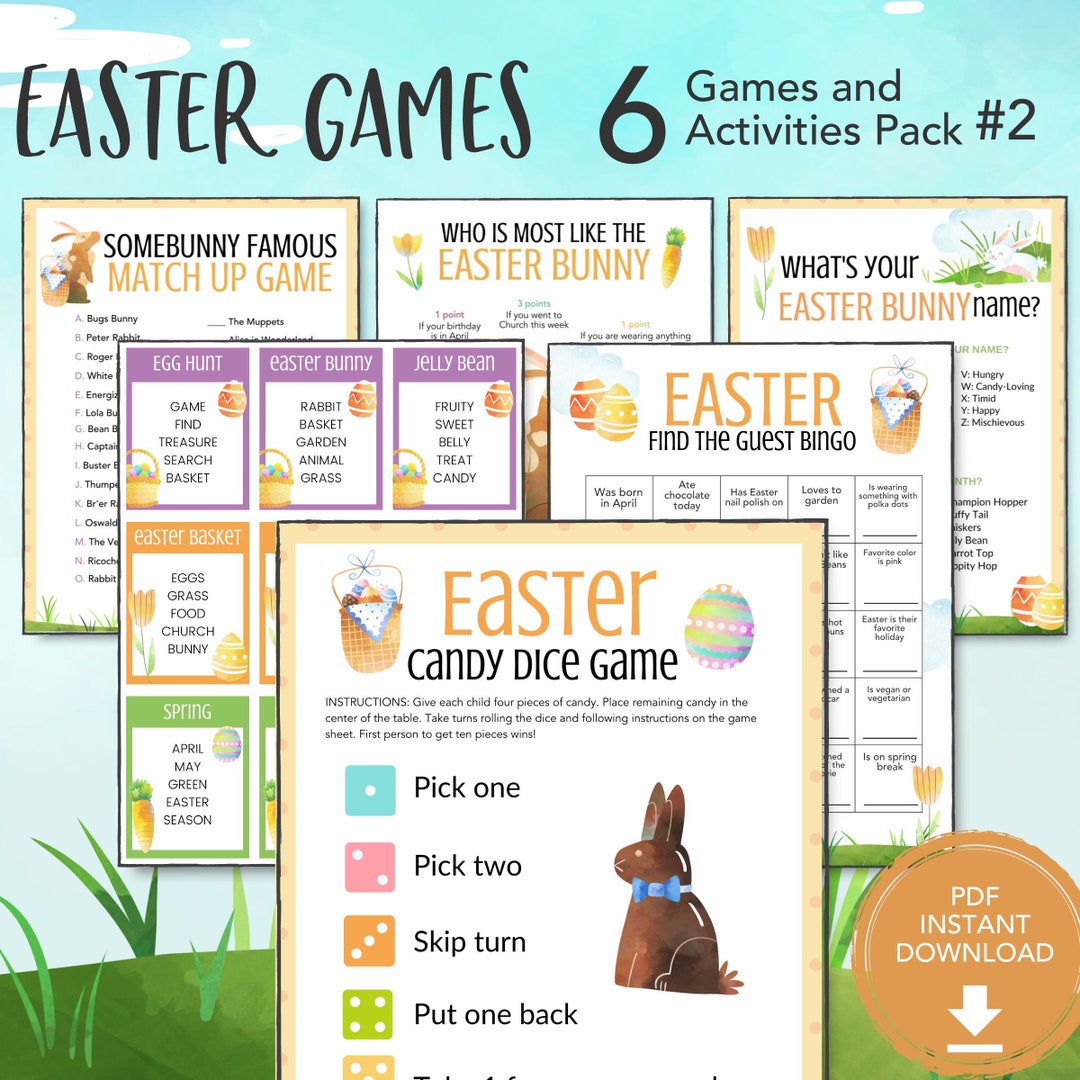 Easter Game Bundle, Easter Printable Game for Kids Family Office ...