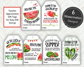 Printable Watermelon Gift Tag, Retired Teacher Gift End of Year Teacher Appreciation Gift Tag Printable, Prek Preschool Teacher Gift Tags