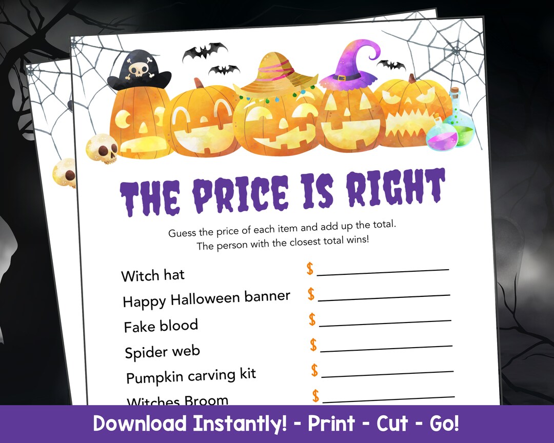 The Price is Right Halloween Printable Halloween Party Games Etsy
