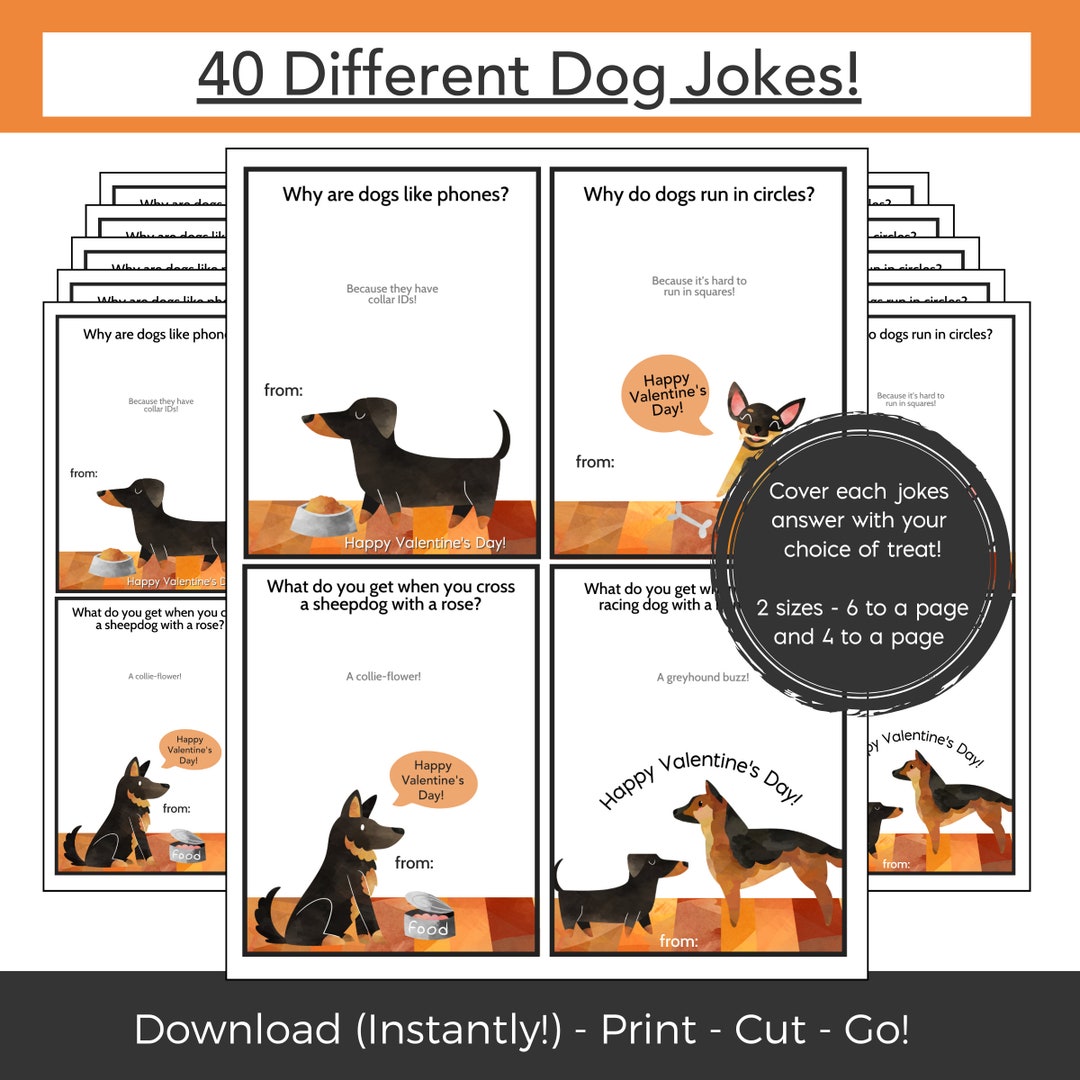 Dog Printable Valentine Cards for Kids, Kids Valentines Cards Instant ...