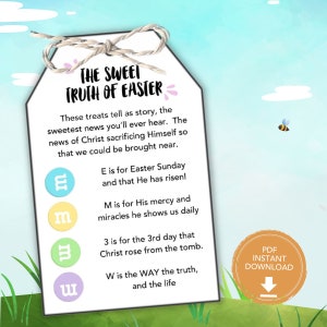 Christian Easter Gift Tags for Class or Sunday School, Easter Story He is Risen, Easter Meaning Treat Tag for Kids Adults Family Class