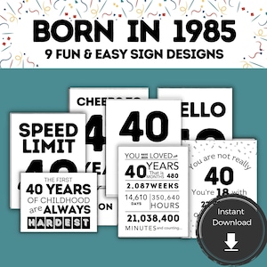 Printable 40th Birthday Decoration for Women, Happy 40th Birthday Party Decor for Man, Mens 40th Birthday Ideas, Sister 40th Birthday Decor