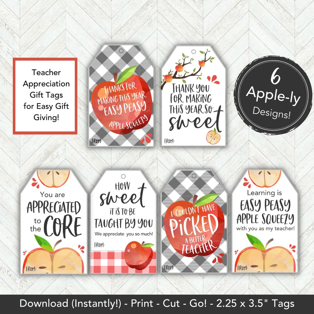 Teacher Appreciation Gift Tag, Teacher Gift Tags Printable Thank You ...