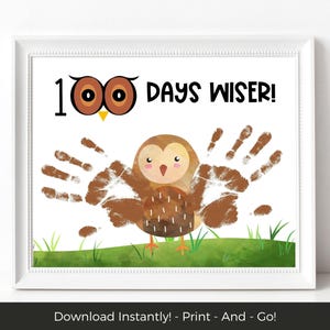 100 Days Wiser Handprint Keepsake, 100 Days of School Handprint Art, 100th Day of School Handprint Craft, 100 Days Celebration Activity
