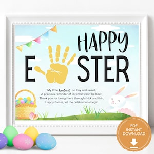 Easter Handprint Craft for Kids Easter Printable Handprint Art, Toddler Kid or Preschool Activities, Babys First Easter Craft Basket of Eggs