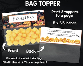 Trick or Treat Pumpkin Poop Goodie Bag, Kids or Teacher Halloween Gift, Halloween Gift Box Printable Tag, Halloween Treats for Kids Favor