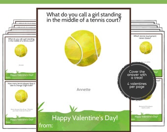 Tennis Printable Valentine Cards for Kids, Kids Valentines Cards Instant Download, Classroom Valentines, Funny Valentine Card Kids