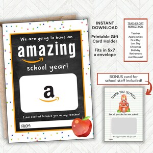 Back to School Gift, Teacher Appreciation Gift Card Holder, 1st day of School Gift for Teacher Printable, First Day of School Teacher Gift