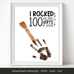I Rocked 100 Days Handprint Art Printable, 100 Days of School Activity, 100th Day of School Handprint Craft, Preschool Handprint Keepsake