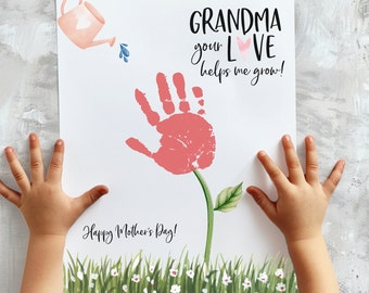 Mothers Day Handprint Art, DIY Mothers Day Gift for Grandma, Gift from Grandkids, Handprint Mothers Day Craft, My First Mothers Day Craft