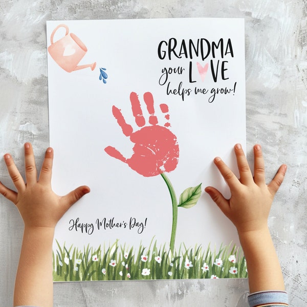 Mothers Day Handprint Art, DIY Mothers Day Gift for Grandma, Gift from Grandkids, Handprint Mothers Day Craft, My First Mothers Day Craft