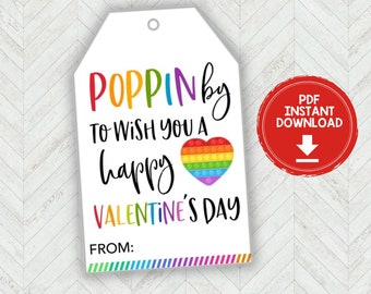 Pop It Valentine Cards, Preschool Valentine Pop it Fidget Toy Kids Valentines Cards for School, Poppin Valentine Tag, Class Pop It Toy Tag