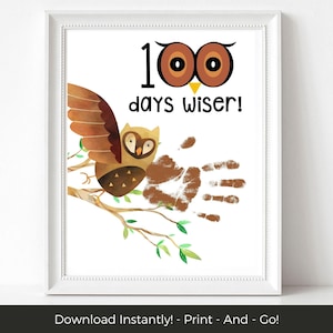 100 Days Wiser Handprint Keepsake, 100 Days of School Handprint Art, 100th Day of School Handprint Craft, 100 Days Celebration Activity