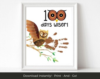 100 Days Wiser Handprint Keepsake, 100 Days of School Handprint Art, 100th Day of School Handprint Craft, 100 Days Celebration Activity
