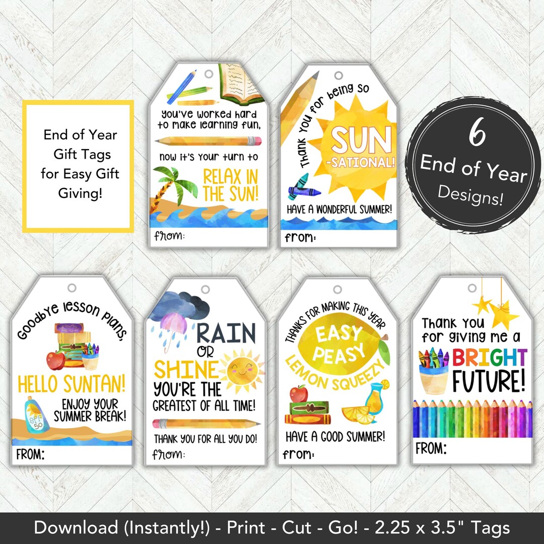 End of Year Teacher Gift From Student, Summer Gift Tag for Teachers ...