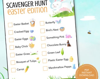 Easter Scavenger Hunt, Easter Game for Kids Class Family or Office, Easter Printable, Easy Printable Kids Activity Idea, Easter Party Game