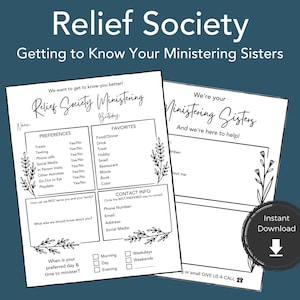 RELIEF SOCIETY Ministering Sister Survey, Ministering Get to Know you Printable, LDS Printable Ministering Idea, Church of Jesus Christ 2022