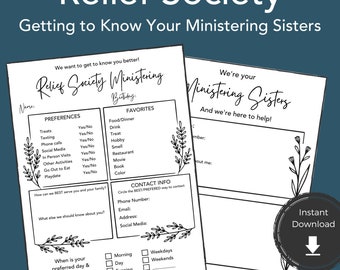 RELIEF SOCIETY Ministering Sister Survey, Ministering Get to Know you Printable, LDS Printable Ministering Idea, Church of Jesus Christ 2022
