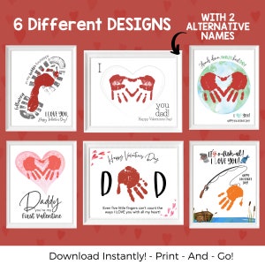 Valentine Handprint Craft, DIY Gift for Dad from Kids, Valentine Craft Bundle, Dad Gift from Son or Daughter, Valentines Activity for Kids