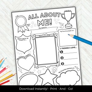 All About Me Printable, Back to School Questionnaire, First Day of School Interview Get to Know You Template, Classroom  Worksheets