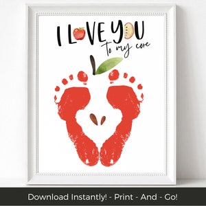 Printable Handprint Art, Valentine Handprint Craft for Kids, DIY Valentine Keepsake Preschool Activities for Kids, Valentines Footprint Art