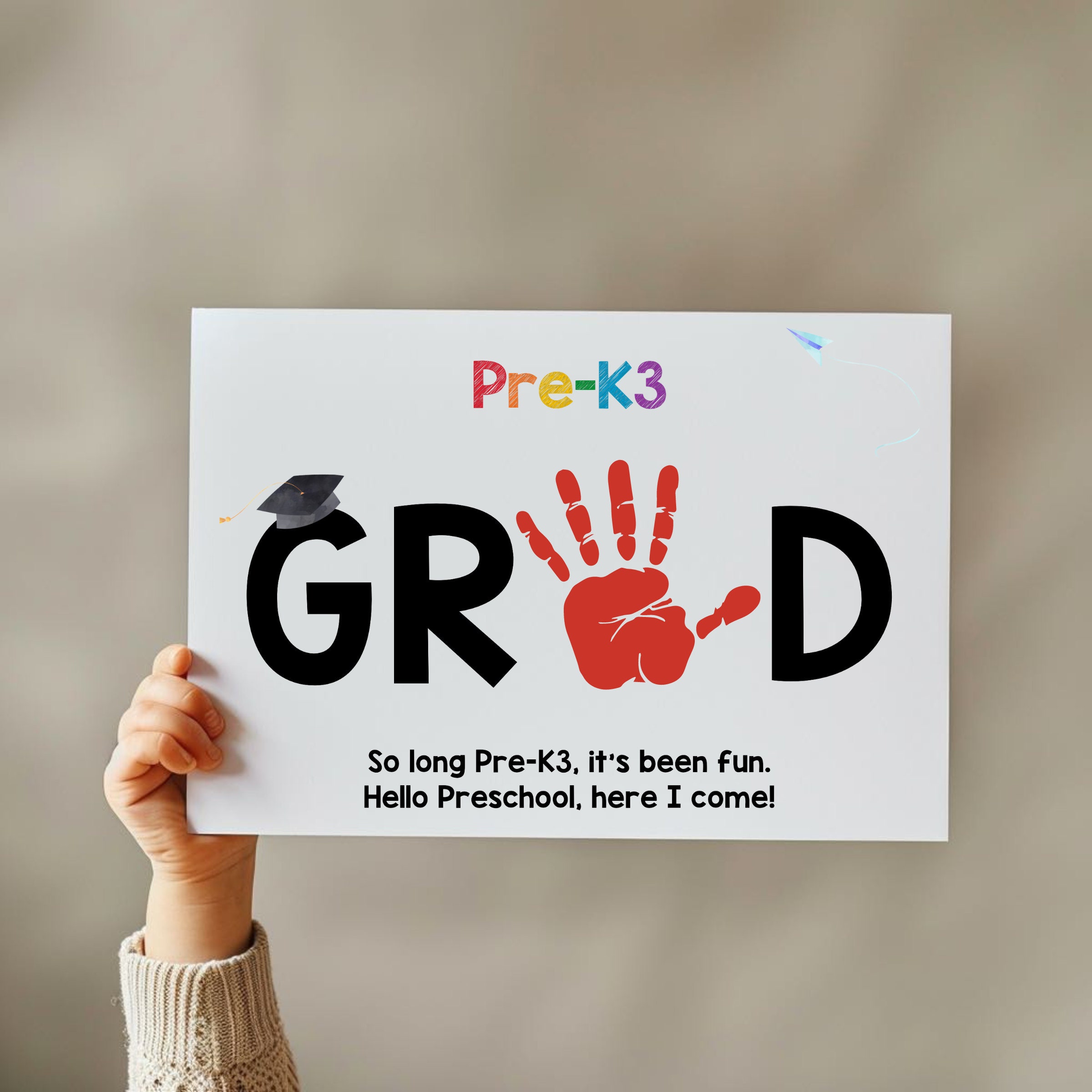 Preschool Graduation Craft, PK3 Grad Last Day of School Handprint Craft ...