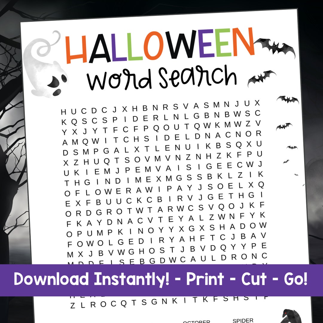 Halloween Word Search for Kids, Halloween Printables, Word Search ...