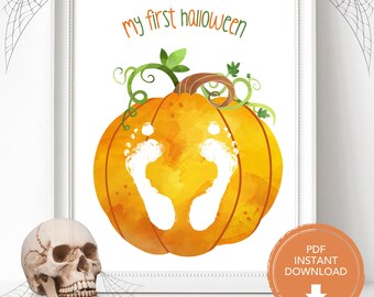 My First Halloween Handprint Craft, Craft for Kids Art, Halloween Handprint Art, Handprint Printable Halloween Craft, Footprint Kids Craft