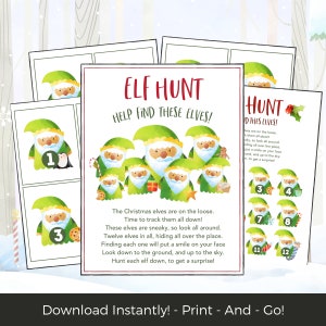 Elf Scavenger Hunt Christmas Games for Families, Printable Christmas Games, Zoom Family Christmas Party Games, Easy Christmas Activity Idea