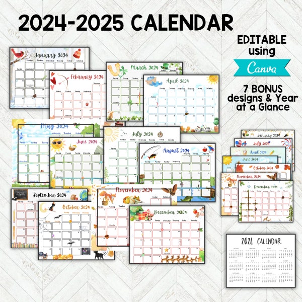 2024 Calendar, Kids Calendar Printable, Calendar 2024, Monthly Calendar Printable 2024, Wall Calendar 2024 Calendar Printable Class Calendar