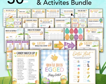 Printable Easter Game Bundle, Easter Party Games and Activities, Easter Trivia, Easter Egg Coupons, Easter Egg Hunt Sign, Easter Egg Fillers