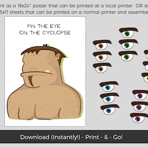 Pin the Eye on the Cyclops Greek Mythology Poster, Printable Greek Mythology Decor, Percy Jackson Party Game, Camp Halfblood Activity