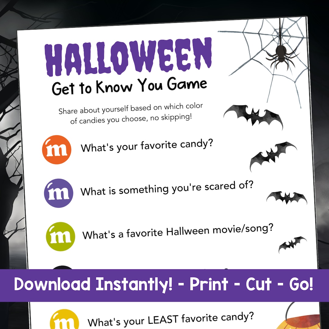 Halloween Ice Breaker for Kids, Halloween Printables, Get to Know You