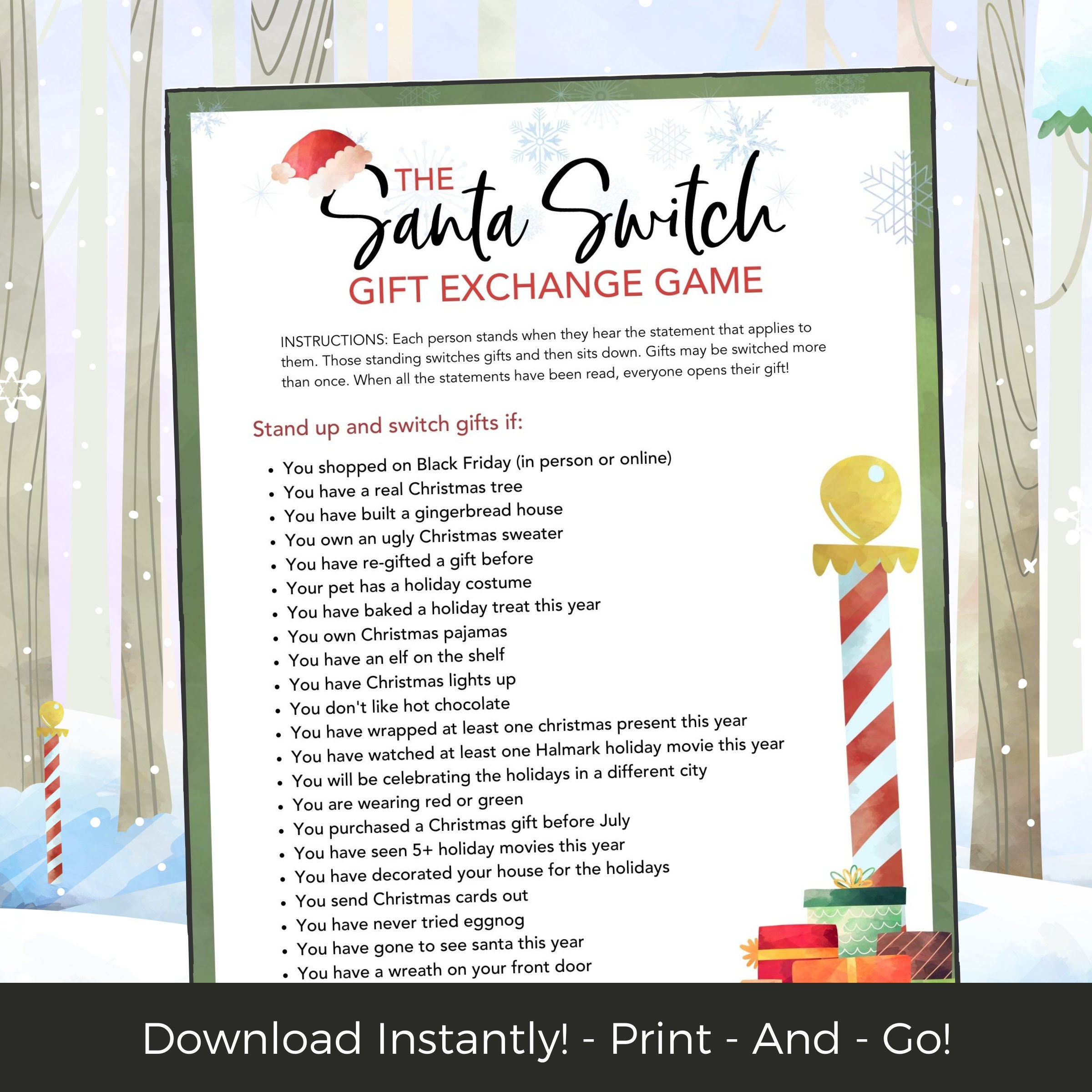 Christmas Dice Game Gift Exchange Rules Printable — TidyLady Printables