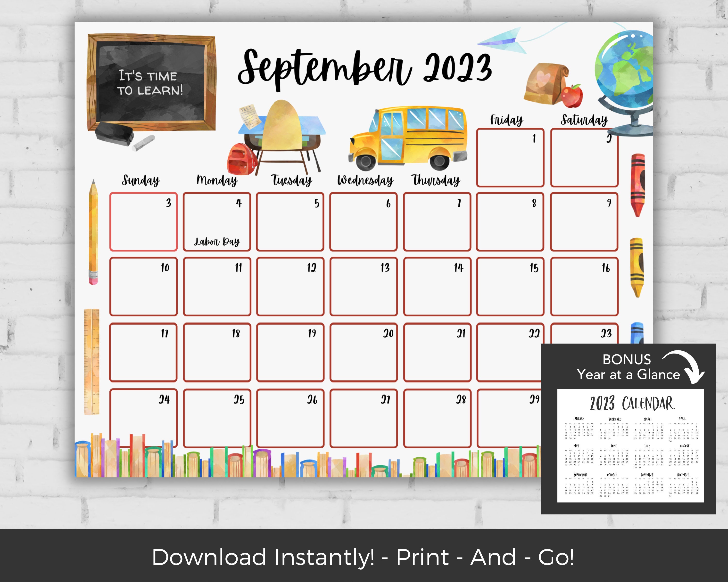 September Calendar Printable Kids