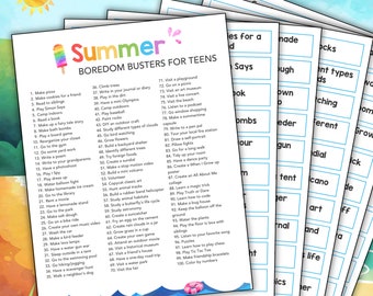 Summer Boredom Busters for Teens, Printable Summer Checklist, Fun Kids Activity, Family Games for Summer Vacation, Traveling Road Trip Games