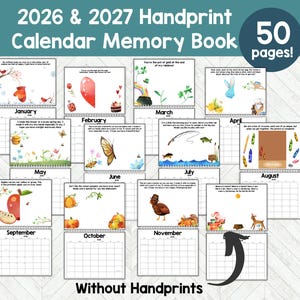 Handprint Calendar 2026 2027, Preschool Handprint Art Printable, 1st ...