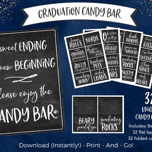 Graduation Party Printable Candy Bar High School Middle - Etsy