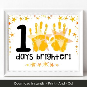 100 Days Brighter Handprint Art Printable, 100 Days of School Activity, 100th Day of School Handprint Craft, Preschool Handprint Keepsake