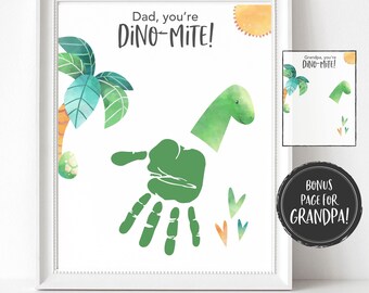 Kinder Handabdruck Kunst, druckbare Vatertagskarte von Baby, Daddy Dinosaurier Dino, bestes Papa Geschenk, Papa Geschenk von Kindern, Geburtstag Weihnachtsgeschenk