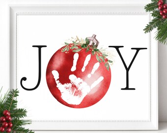 Ornament Handprint Kids Christmas Craft, Baby's First Christmas, Toddler Christmas Keepsake, Baby Handprint, Printable Christmas Card