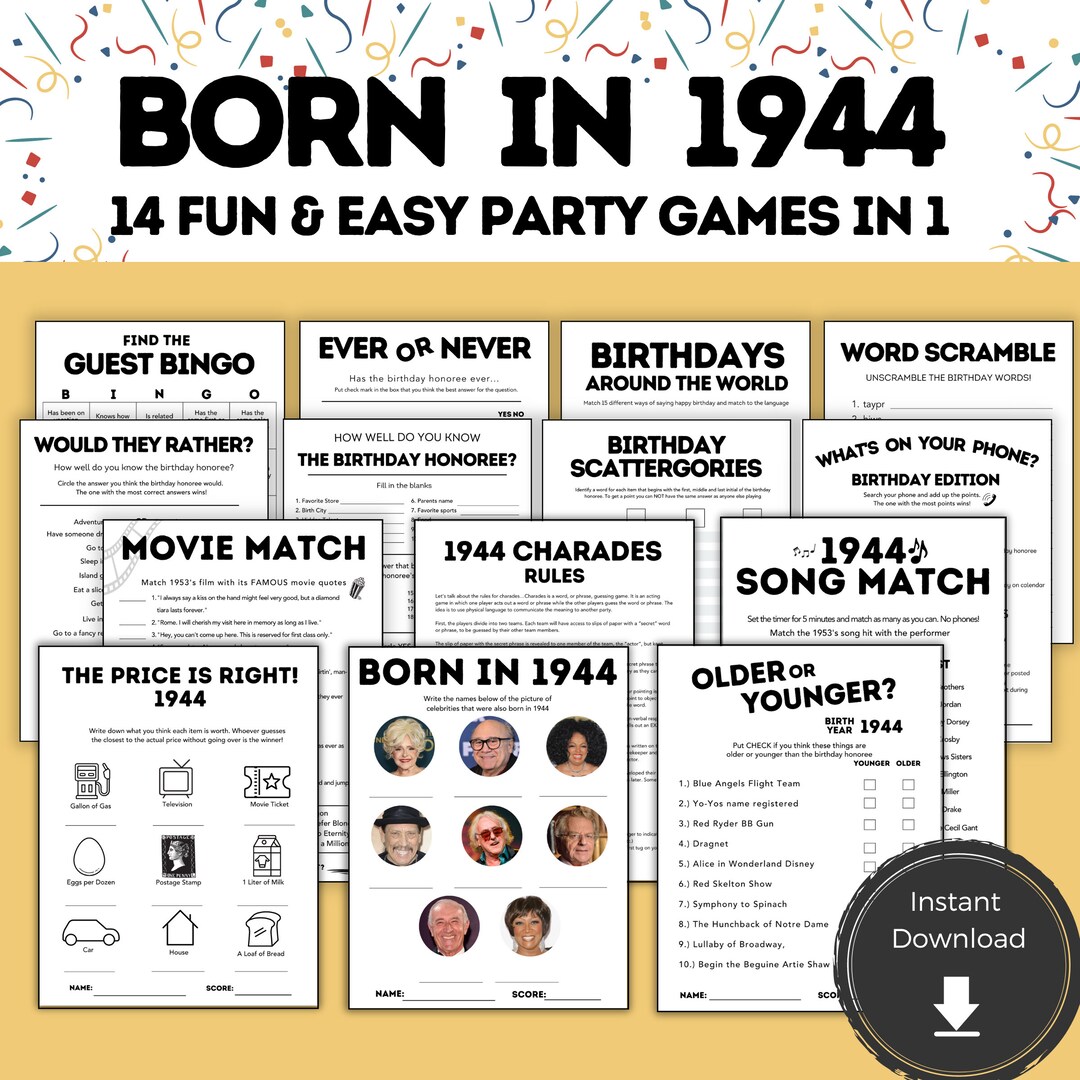 Printable 80th Birthday Games, 80 Birthday, 80th Birthday Party Games ...