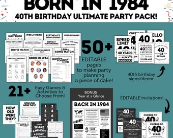 40th Birthday Games, 40 Birthday, 40th Birthday Party Games 1984, 40th Bday, 40th Birthday For Him Ideas, 40th Birthday Men Women or Adults
