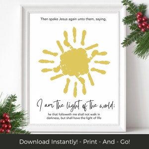 Scripture Handprint Christmas Craft DIY, Baby's First Christmas, Toddler Christmas Keepsake, Light of the World Christian Bible Verse Craft